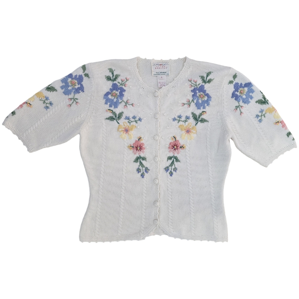 Vintage Floral Hand Embroidered Sweater